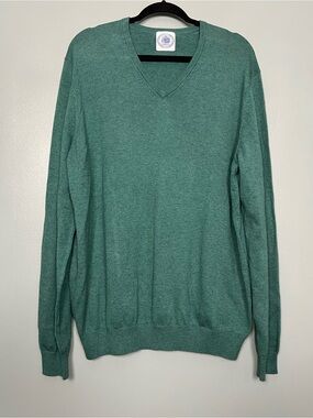 J. Press Men's Cotton Cashmere V-Neck Sweater Green Size 48 2XL Academia Preppy